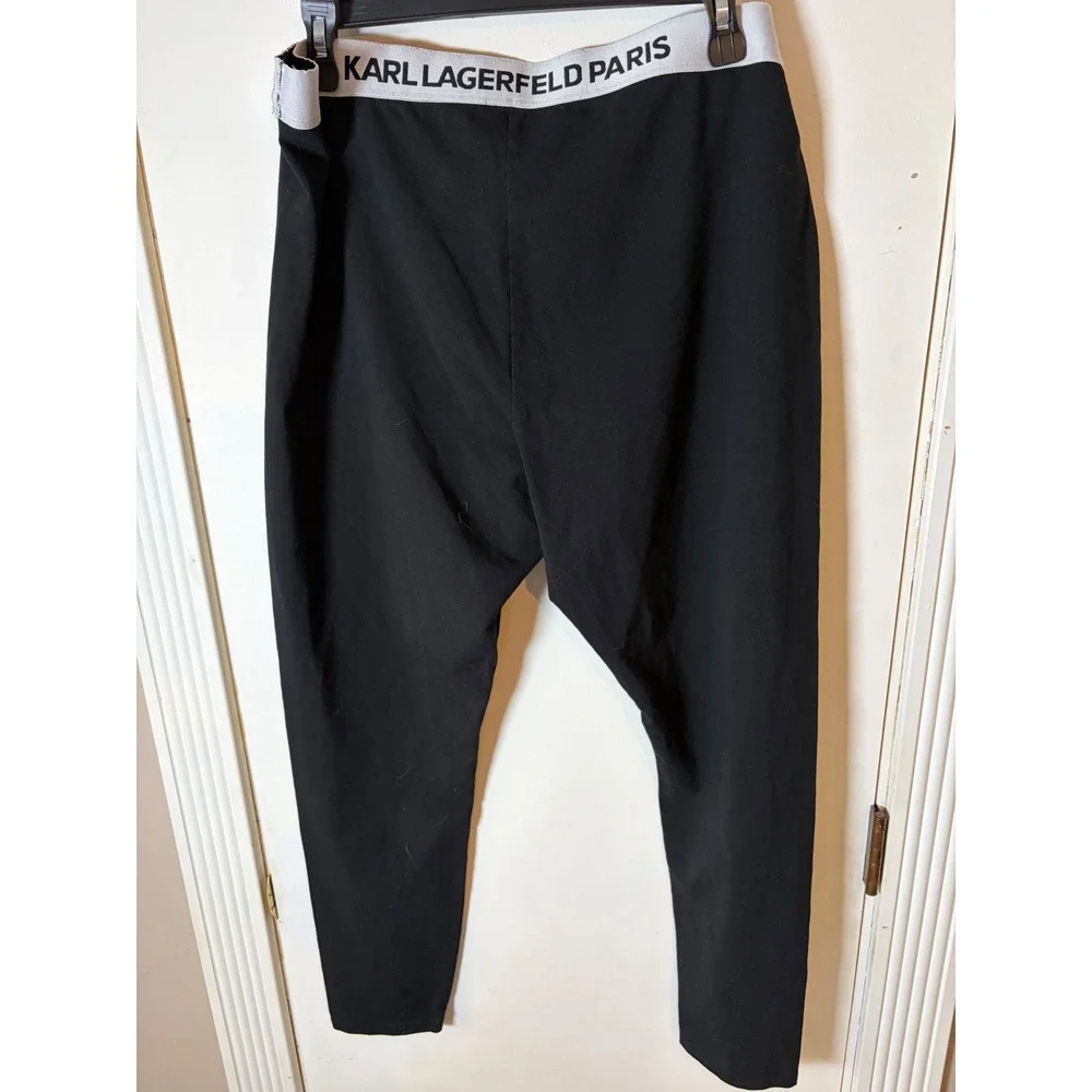 Karl Lagerfeld Paris Mens Black Logo Graphic Leggings XL Activewear Pants